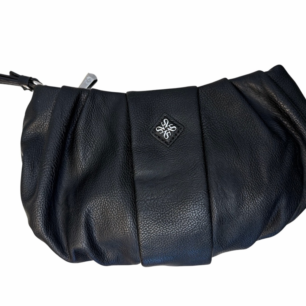 Simply Vera Black Leather Wristlet Clutch